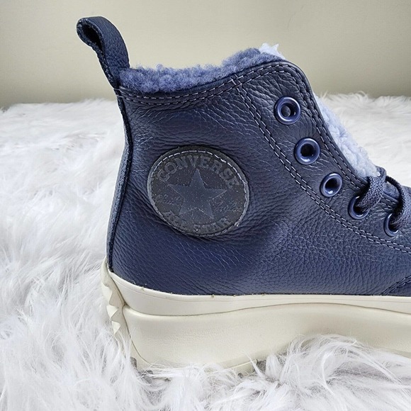Converse Run Star Hike Hi Steel Concord Blue Leather Platform Women's Size 7.5 - Picture 8 of 10